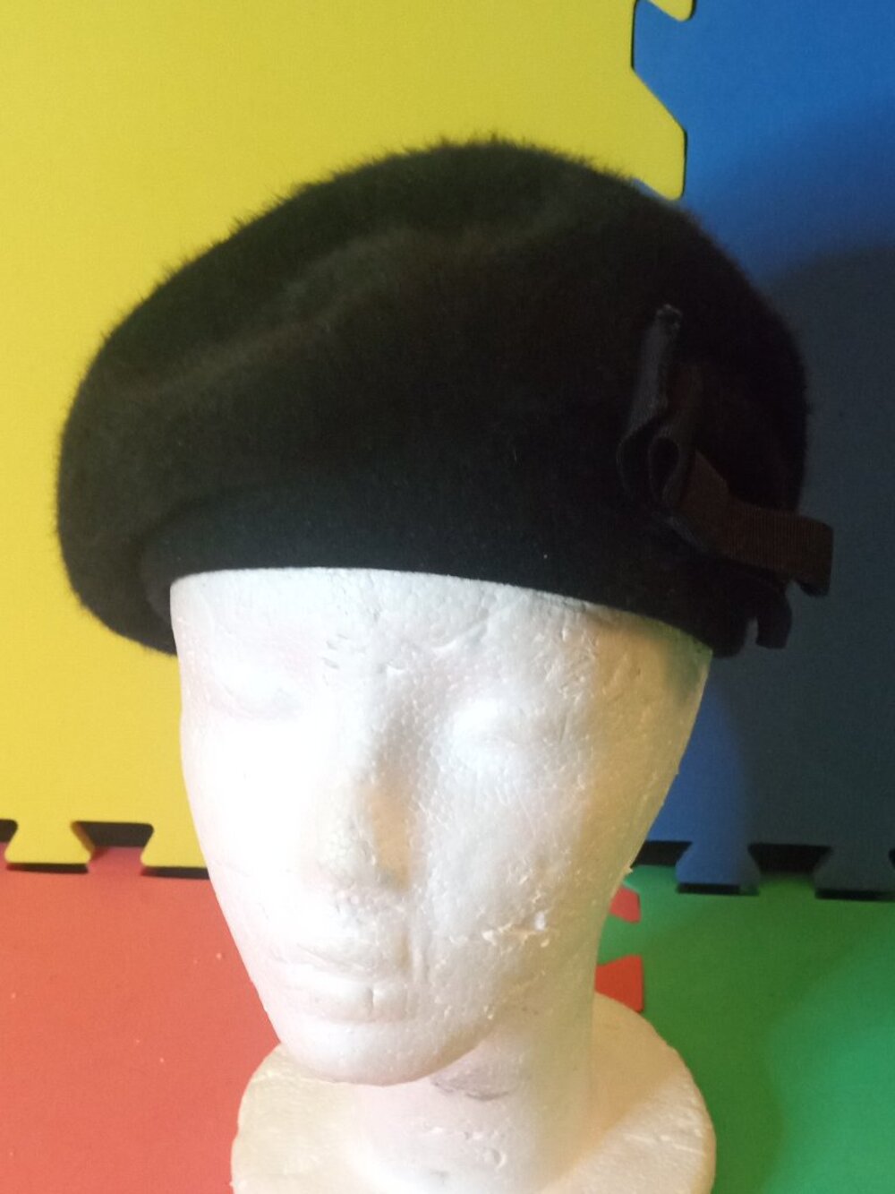 Vintage Kangol angora-blend wool beret with Bow - England 1960's